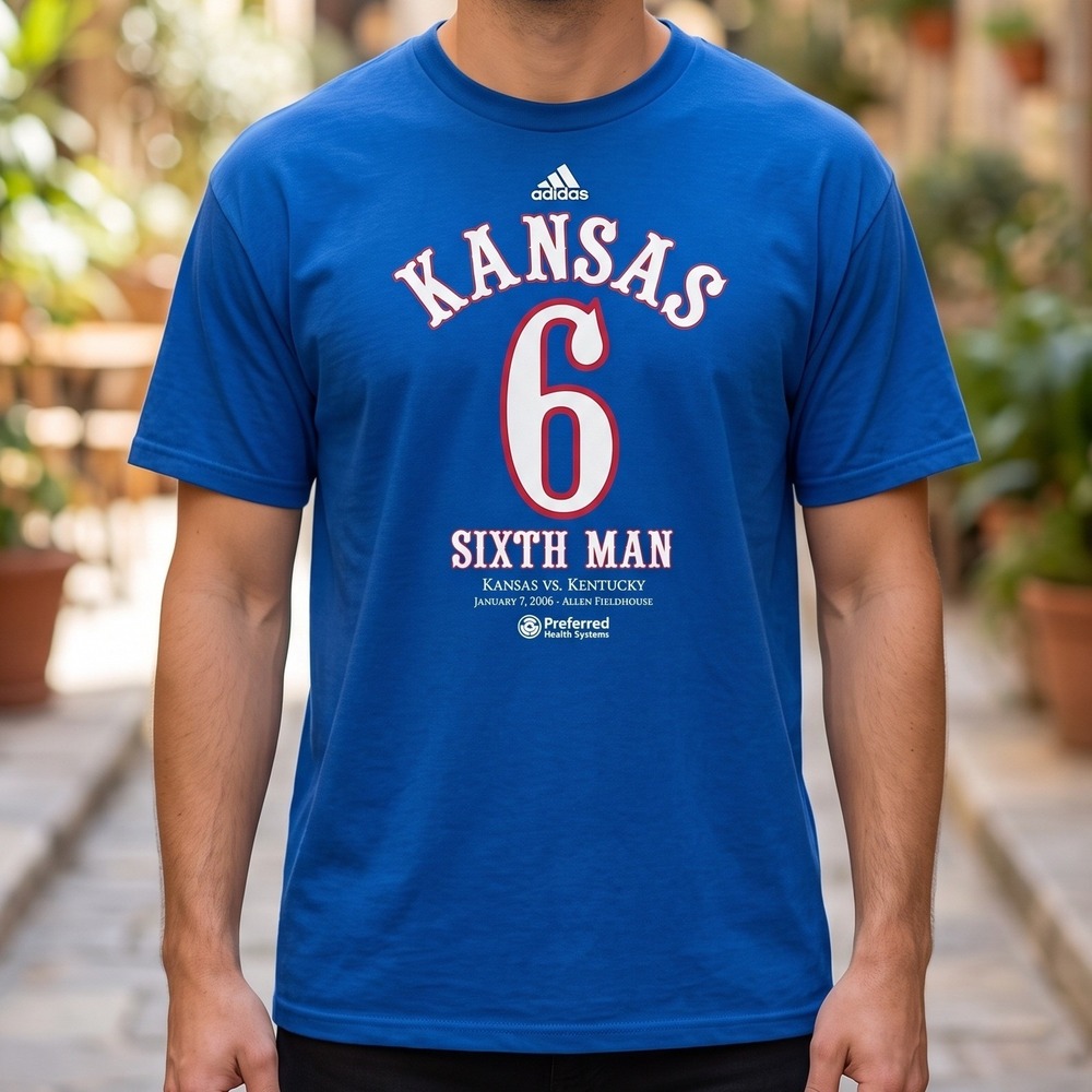 Adidas Kansas Jayhawks Sixth Man 2006 Allen Fieldhouse vs Kentucky Blue T-Shirt